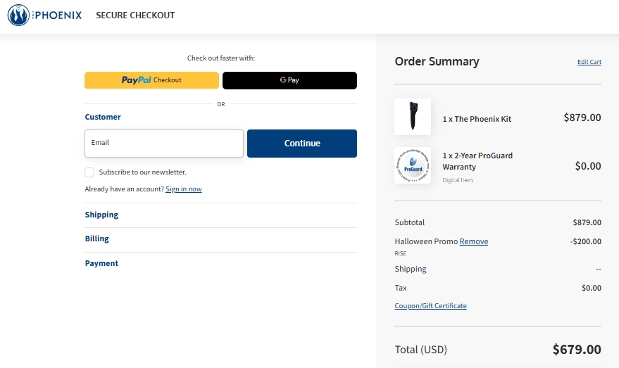 The Phoenix ED Device - Order Page